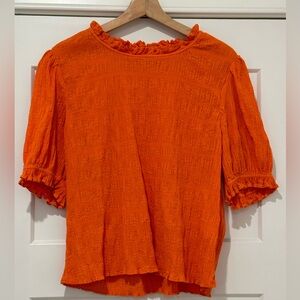 Boden, textured orange blouse